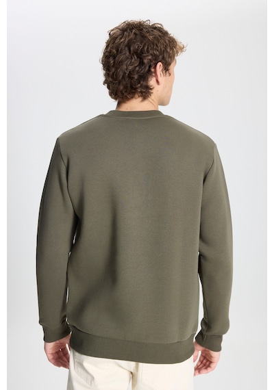 AC&Co / Altınyıldız Classics Erkek Hakı Standart Fit Normal Kesim İçi Polarlı Bisiklet Yaka Sweatshirt Haki
