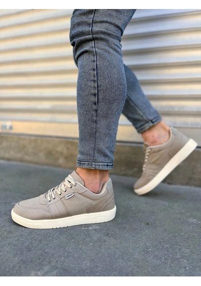 Mevese Camden Bağcıklı Keten Kumaş Erkek Günlük Sneaker Ayakkabı Bej