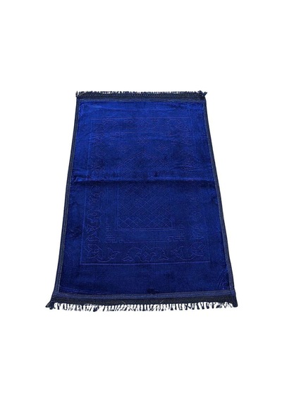 Tesbihane Kişiye Özel Nakış İşlemeli Hediyelik Seccade - Peluş Kumaş Lacivert