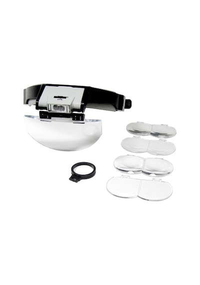 Lens Takmalı 5 Lenslı Led Lambalı Şapka Tip Büyüteç