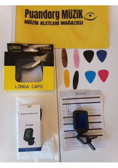 Tuner Dijital Akort Aleti +gitar Ve Bağlama Kaposu + Pena Ve Mızrap Seti Hediyeli