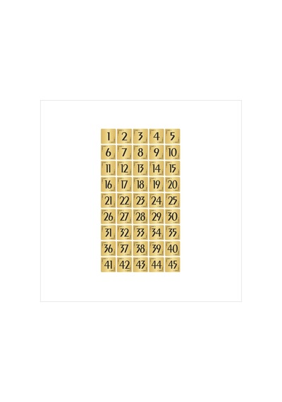 Metal Kapı Masa Dolap Numarası Levha 3,5x3,5cm Altın Renk 45 Adet 1 45