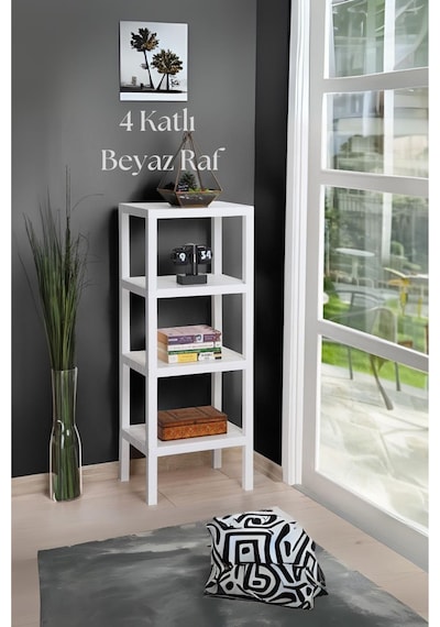 4 Katlı Beyaz Raf Kitaplık & Banyo Düzenleyicisi 100 Cm-brns0047 Beyaz 4 Katlı Beyaz Raf Kitaplık & Banyo Düzenleyicisi 100 Cm-brns0047 Beyaz