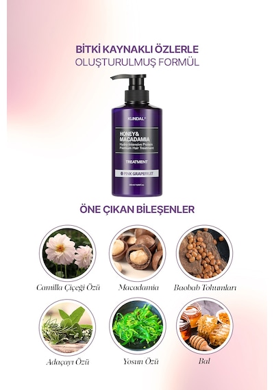 Yoğun Nemlendirici Ve Besleyici Saç Kremi Kundal Honey & Macadamia Protein Treatment Pink Grapefruit 90111036