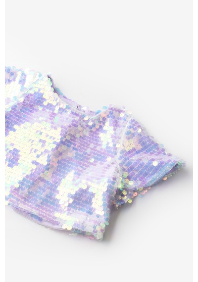 Le Mabelle Lila Pullu Kısa Kollu Kız Çocuk Crop Lila
