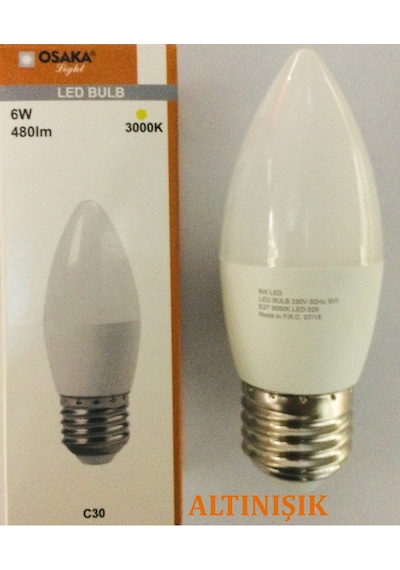 6W Led Buji Ampul E27 3000 Kelvin Sarı Işık E27 Mum Led Ampul