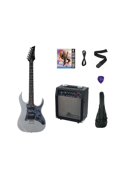 Strauss Esh-22 Ms Elektro Gitar Hss - Metalik Gri Set Anfi-softcase-askı-tel-kablo-pena