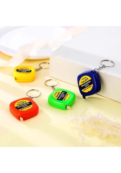 1 M 100 Cm Lik Lacivert Mini Metre Anahtarlık 1 Adet Ebat: 3,3 Cm X 3,3 Cm Sarı Renk 1 M
