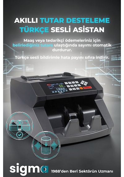 SC7520 Karışık Para Sayma Makinesi, TL Karışık, Euro ve Usd Adet Sayım + Müşteri Ekranı