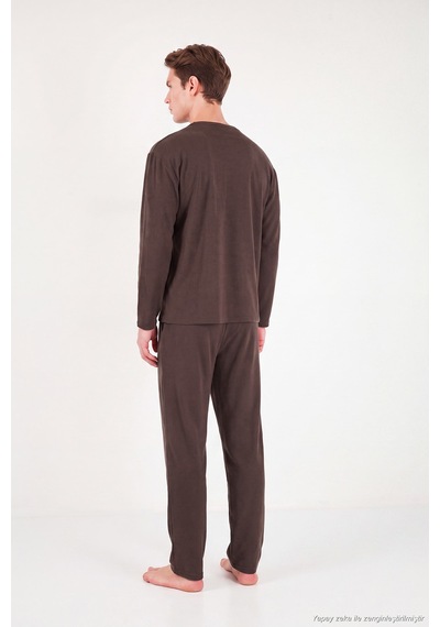 Buratti Yumuşak Dokulu Minimal Nakışlı Uzun Kollu Pijama Takımı Erkek Pijama Takımı 6575009 Kahve Buratti Yumuşak Dokulu Minimal Nakışlı Uzun Kollu Pijama Takımı Erkek Pijama Takımı 6575009 Kahve