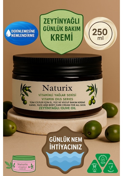 Naturix Değerli Yağlar Serisi Zeytinyağlı Özlü El Yüz Vücut Kremi 250 ML