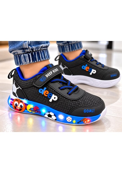 Papucumun Dünyası Çocuk Kız/erkek Işıklı Su İtici Özellikte Rahat Şık Sneaker Siyah