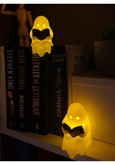 Housetrend Kitap Okuyan Hayalet Figürü 2'li Kullanım Masaüstü Dekoru Hediye Biblo Figür Halloween Dekoratif Diğer