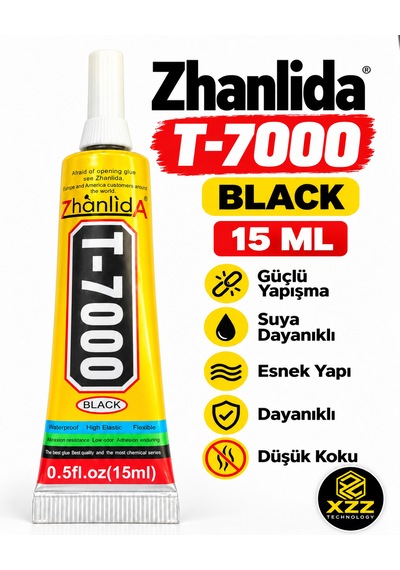 Zhanlida T-7000 Black 15 Ml Siyah Yapıştırıcı Telefon Ekran Kasa Tamiri, Taş Ve Boncuk Yapıştırıcısı