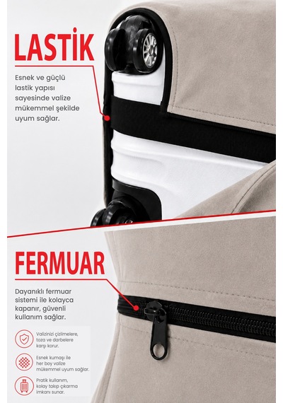 Viscofoam Valiz Bavul Koruma Kılıfı Kadife Kılıf - Gri | Ergo Travel