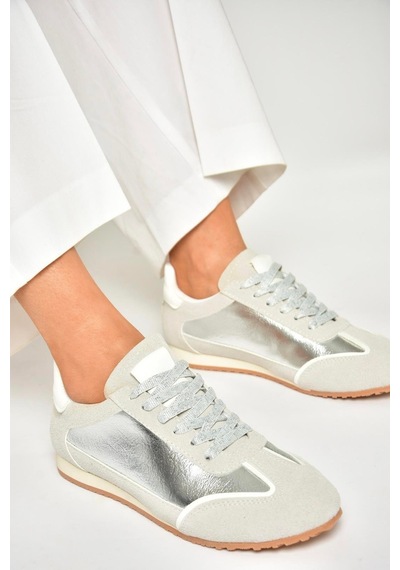 Fox Shoes U820730509 Gümüş Kadın Spor Ayakkabı Sneakers Gümüş-suni Deri Çok Renkli