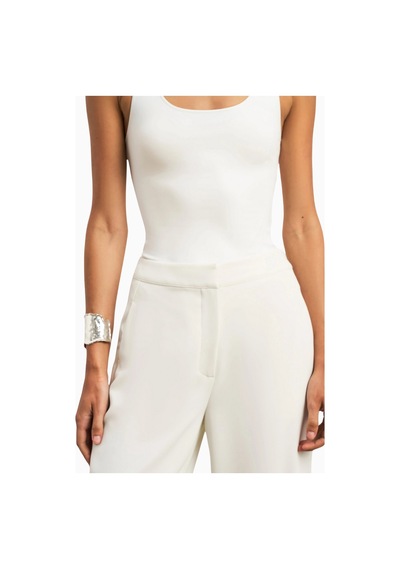 Because Of Alice Effortless Wide Leg Trousers Geniş Paça Dökümlü Kadın Pantolon Beyaz