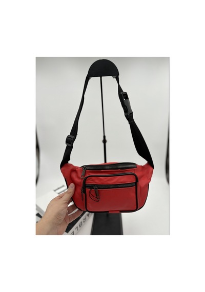 Nahitatyana Unisex Kırmızı Çok Cepli Hakiki Deri Freebag Bel Çantası Kırmızı - 631207384 Kırmızı
