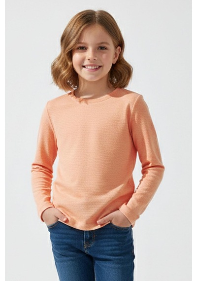 Breeze Kız Çocuk Uzun Kollu Tişört Basic 9-14 Yaş, Somon Somon