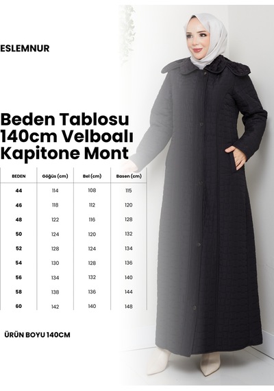 Eslemnur 140cm İçi Velboalı Kapitone Mont Bej