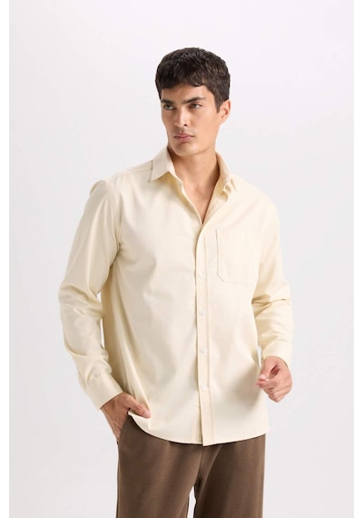 DeFacto Regular Fit Polo Yaka Gabardin Uzun Kollu Gömlek D4934AX24AUBG760 DeFacto Regular Fit Polo Yaka Gabardin Uzun Kollu Gömlek D4934AX24AUBG760