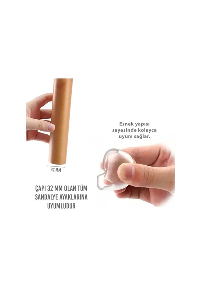 16 Ad 32 Mm Şeffaf Silikon Masa Sandalye Pabuç Kaydırmaz Koltuk Zemin Koruyucu Çizdirmez Ayak Kılıfı Diğer