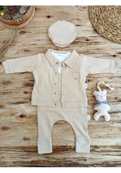 Veraura Lifestyle 3-6 6-9 9-12 Ay Oyuncaklı Altınbaşak 5li Kız Erkek Bebek Takımı Vizon