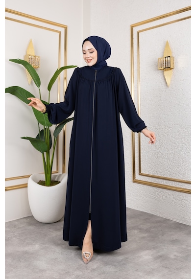Nevayla Moda Ön Ve Arka Robalı Ferace - Lacivert / F0142 Lacivert