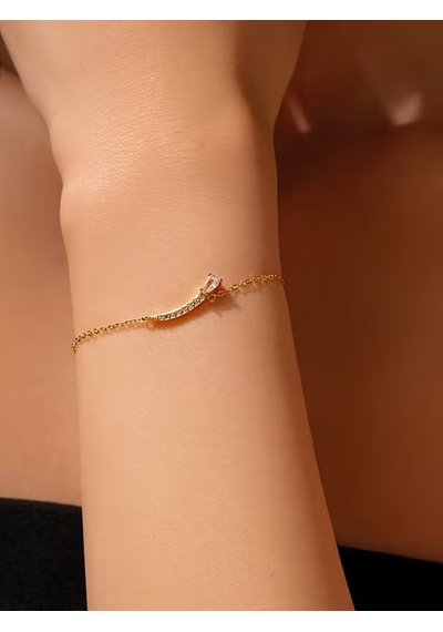 925 Ayar 18k Altın Kaplama Elif Yıldız Zirkon Bileklik Sarı