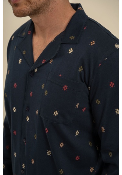 Arnetta Erkek Desenli Lacivert Gömlek Pijama Takımı Ar3854-s-v1 Ar3854-s-v1