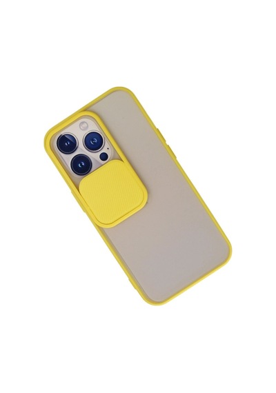 Apple iPhone Uyumlu 13 Pro Kılıf Palm Buzlu Kamera Sürgülü Silikon - Sarı İtdark35486