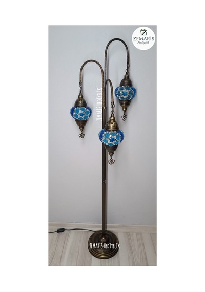 El Yapımı Otantik Mozaik Dekoratif Kollu Lambader Mavi - 821443458 Diğer