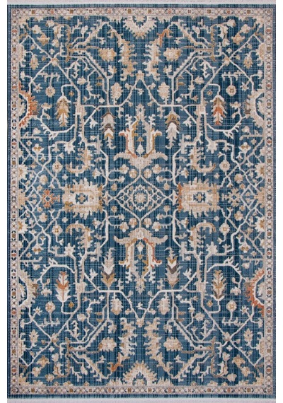 Lacivert Vintage Esintili Makine Halısı - Salon Ve Oturma Halısı Mavi