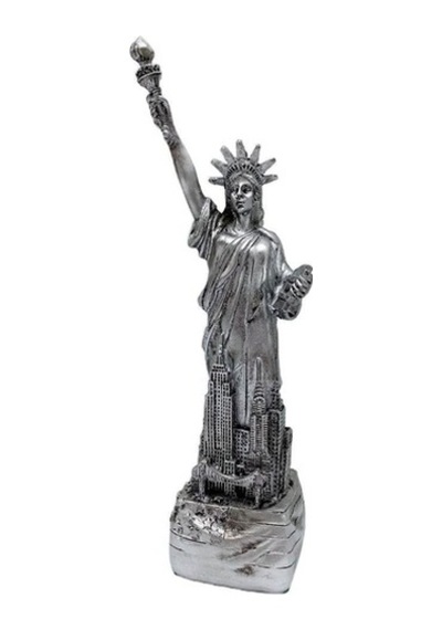 Abd New York Özgürlük Heykeli Reçine Gümüş Renk 20 Cm