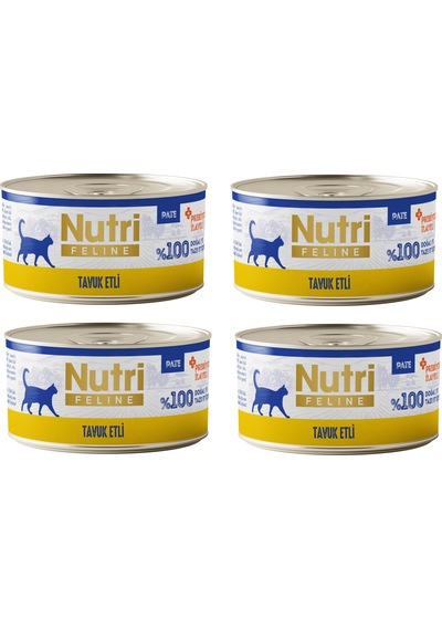 Nutri Feline Tavuk Etli Pate Tahılsız Yetişkin Kedi Konservesi 70 G X 4 Adet