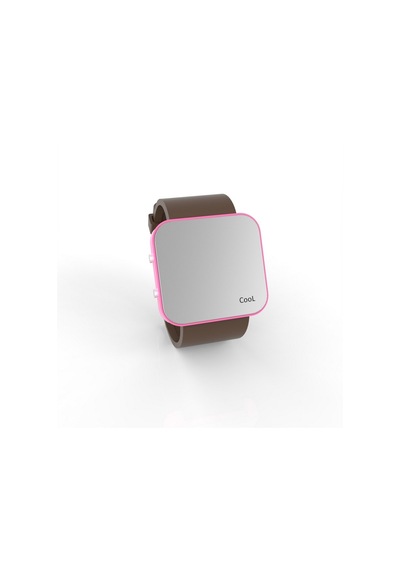 Cool Watch Saat - Pembe Led Kasa - Kahverengi Kayış Unisex