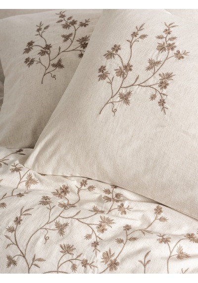 Cotton Box Cotton Keten Çift Kişilik Nevresim Takımı Hemera Bej