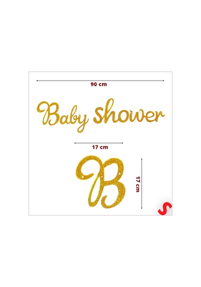 Baby Shower Simli Folyo Karton Banner, 90 Cm - Altın Diğer
