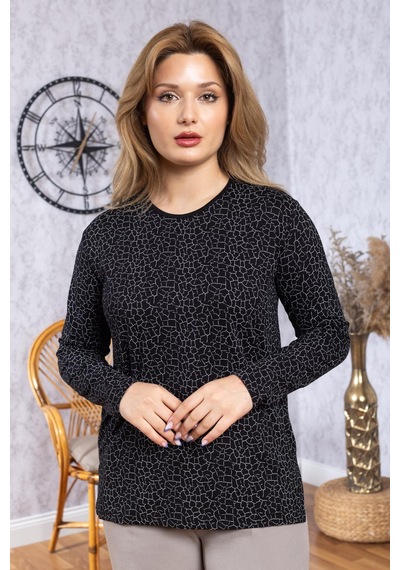 Mutlu City Kadın Yeni Model Yüksek Kalite Yuvarlak Yaka Orta Yaş Anne Penye Bluz 6549 Siyah Mutlu City Kadın Yeni Model Yüksek Kalite Yuvarlak Yaka Orta Yaş Anne Penye Bluz 6549 Siyah