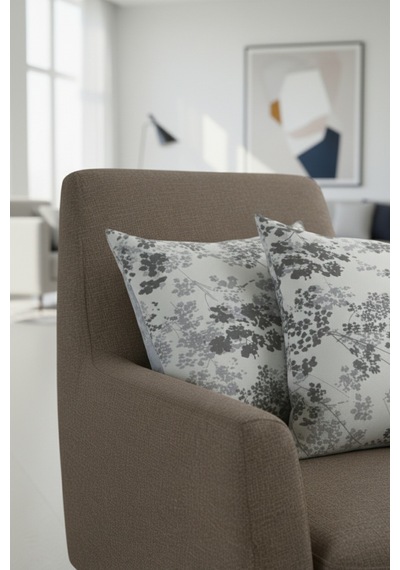 Chevron Bohem Dekoratif Punch Yastık Kırlent Kılıfı 2 Adet 45x45 Hayat Ağacı Gri 45 x 45