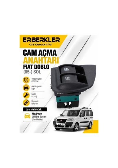 Cam Açma Anahtarı Fıat Doblo 05- Sol - Erb2223