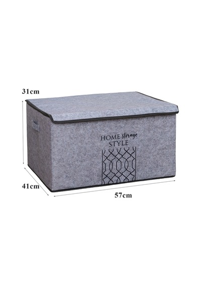Keçe Kapaklı Çok Amaçlı Mega Plus Kutu Gri 57x41x31 Cm