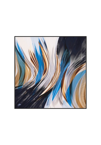90x90 Aker Polyester Tivil Eşarp Mavi-kahve-lacivert Mavi-kahve-lacivert