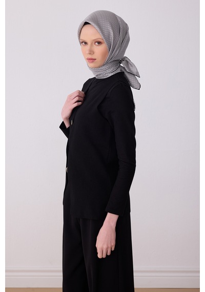 Belli Monogram Desen Saf İpek Twill Eşarp - 2026 İlkbahar-yaz T 4321 Gümüş