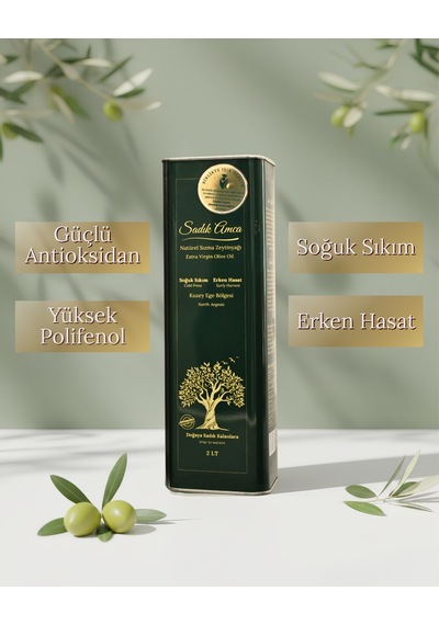 Erken Hasat Soğuk Sıkım Natürel Sızma Zeytinyağı 2 Lt.x2 Özel Tasarım Teneke