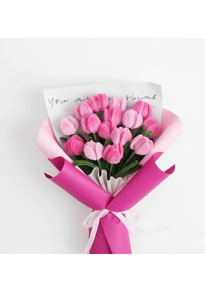 75 Adet 3'lü Şönil Gül Kurusu , Soft Pembe Ve Fuşya ,çiçek Yapımına Uygun Tüylü Tel