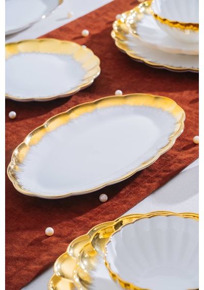 Acar Marlene Gold 6 Kişilik 29 Parça Poreselen Yemek Takımı Beyaz/gold