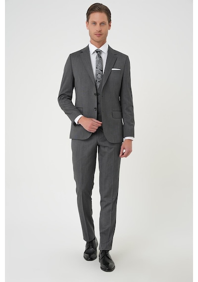 Efor Slim Fit Esnek Yelekli Klasik Füme Takım Elbise Tk 897 Füme Efor Slim Fit Esnek Yelekli Klasik Füme Takım Elbise Tk 897 Füme