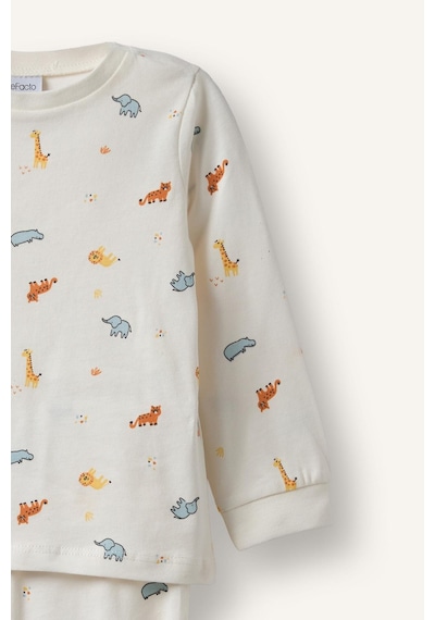Defacto %100 Pamuk Hayvan Desenli Uzun Kollu Üst Lastikli Paça 4lü Pijama Takımı Erkek Bebek I1440a526augr91 Gri-gr91