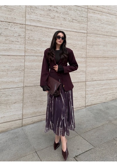 Laluvia Bordo Bağcıklı Ceket - 9702 Bordo